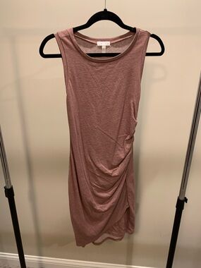 Leith Sleeveless Ruched Midi Dress in Mauve